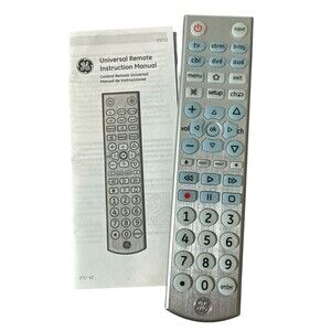 GE 6-Device Backlit Universal TV‎ Remote Control Silver 33712 Instruction Manual